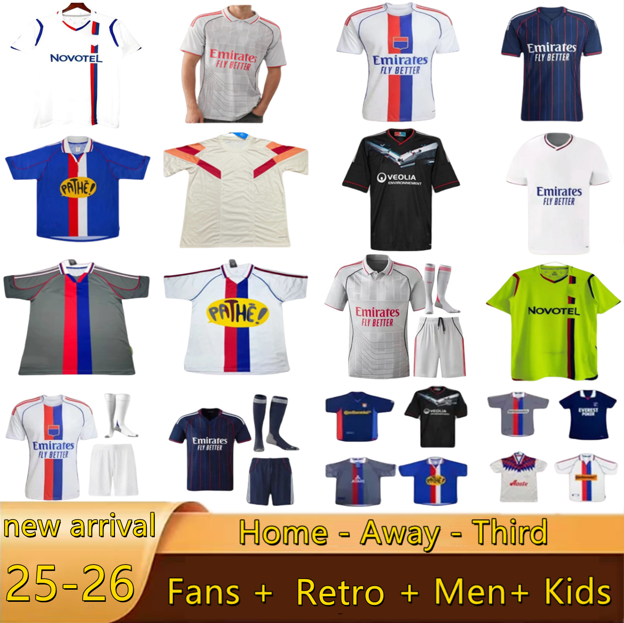 2025 2026 Maillot de foot lyon Soccer JerseyS MIKAUTADZE BENRAHMA ORBAN NUAMAH retro 95 96 00 01 08 09 10 11 12 JUNINHO vintage Toulalan GOURCUFF football shirt kids kit