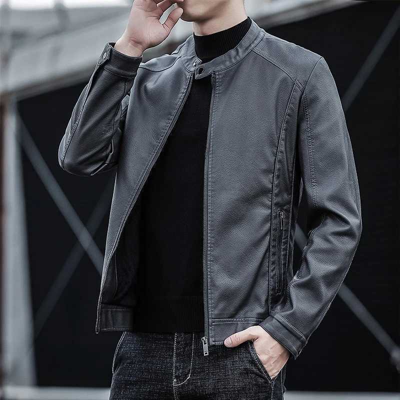 New Mens Motorcycle Leather Jacket Slim Men Leather Jacket Outer Wear Clothing For Male PU Leather Jackets Thin Business JacketT251204