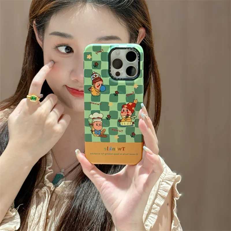 Fashion Green Plaid Pattern Magnetic Phone Case For iPhone 17 Pro 14 15 16 Pro Max Cover with Cute Star For Cases H251203