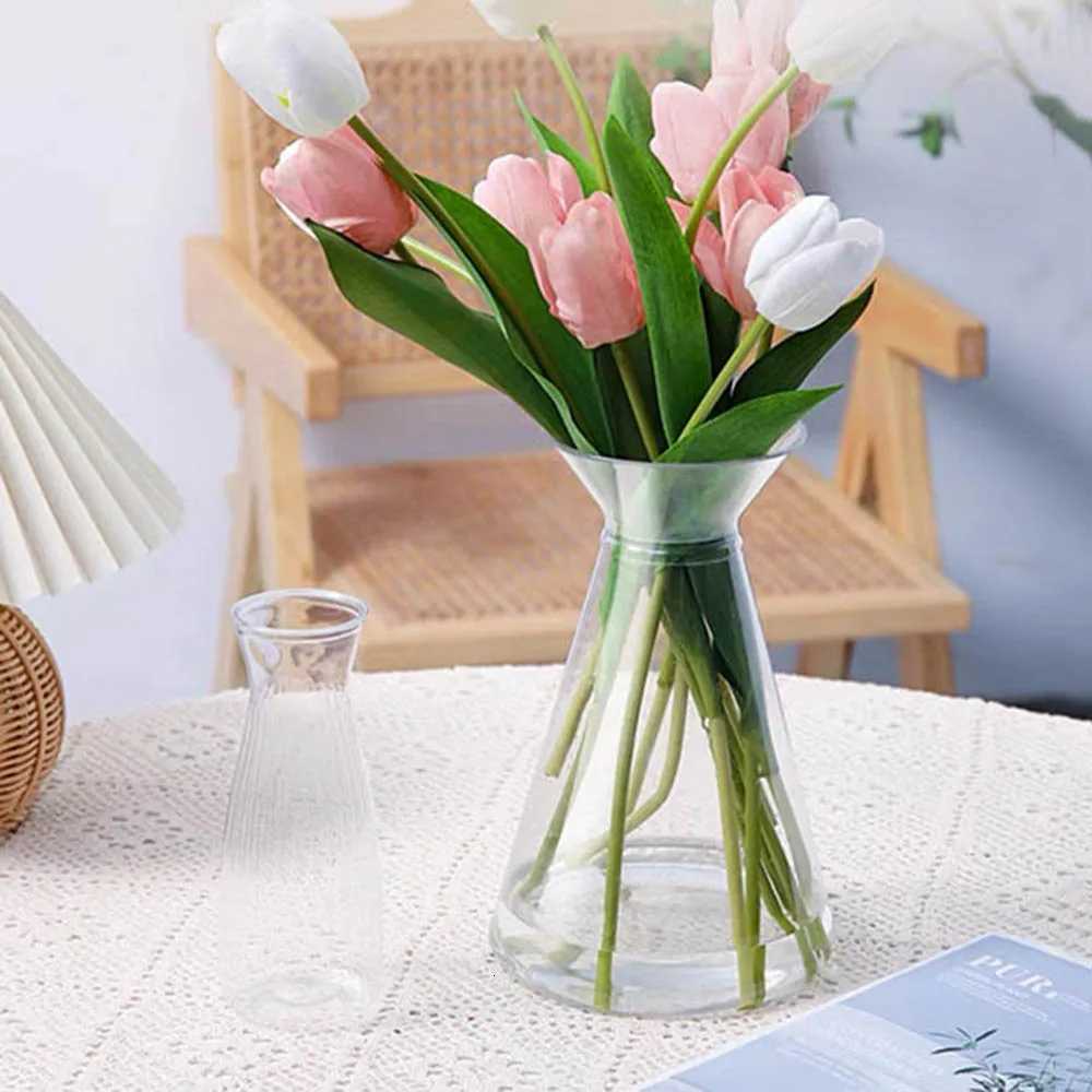 Nordic Transparent Plastic Vase Flower Arrangement Container Creative Hydroponic Plant Flower Vases He Living Ro Desk Decor H251204