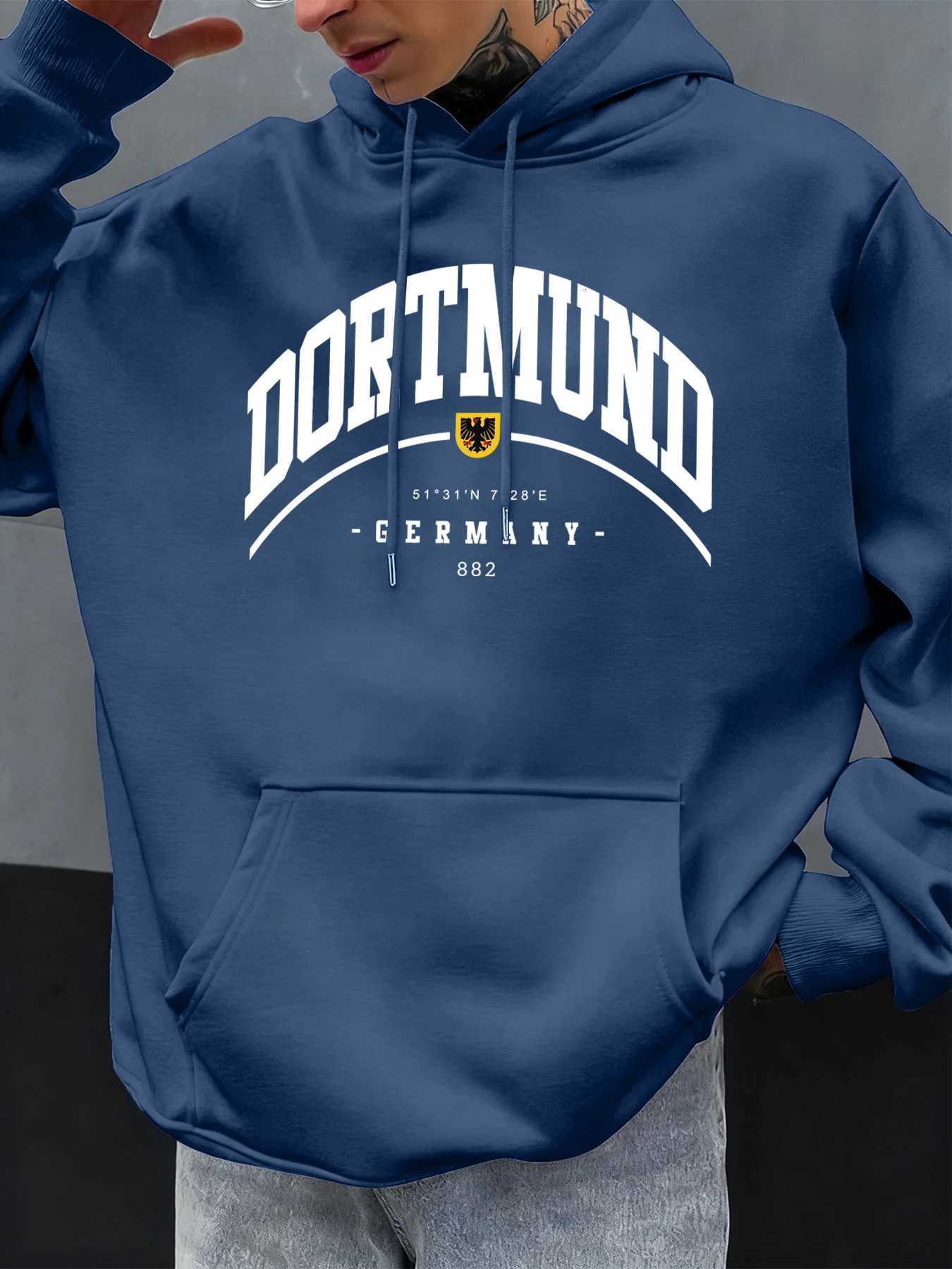 Dortmund Germany Letter Pattern Autumn Hoody Men Casual Oversize Hoodies Fashion Fleece Clothing Personality Unisex Pullover M251204