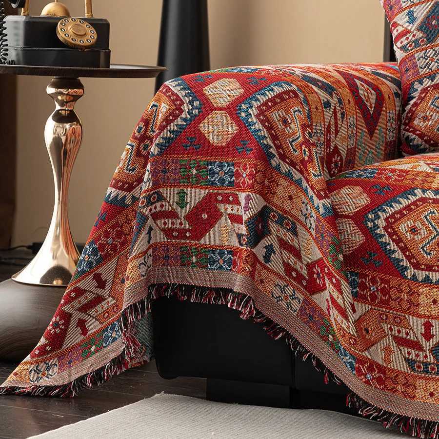 1PC Bohemian Style Sofa Cover Vintage Sofa Blanket Pet Scratch Proof for Bedroom Office Living Room Home Decor for New Year M251204 - view 5