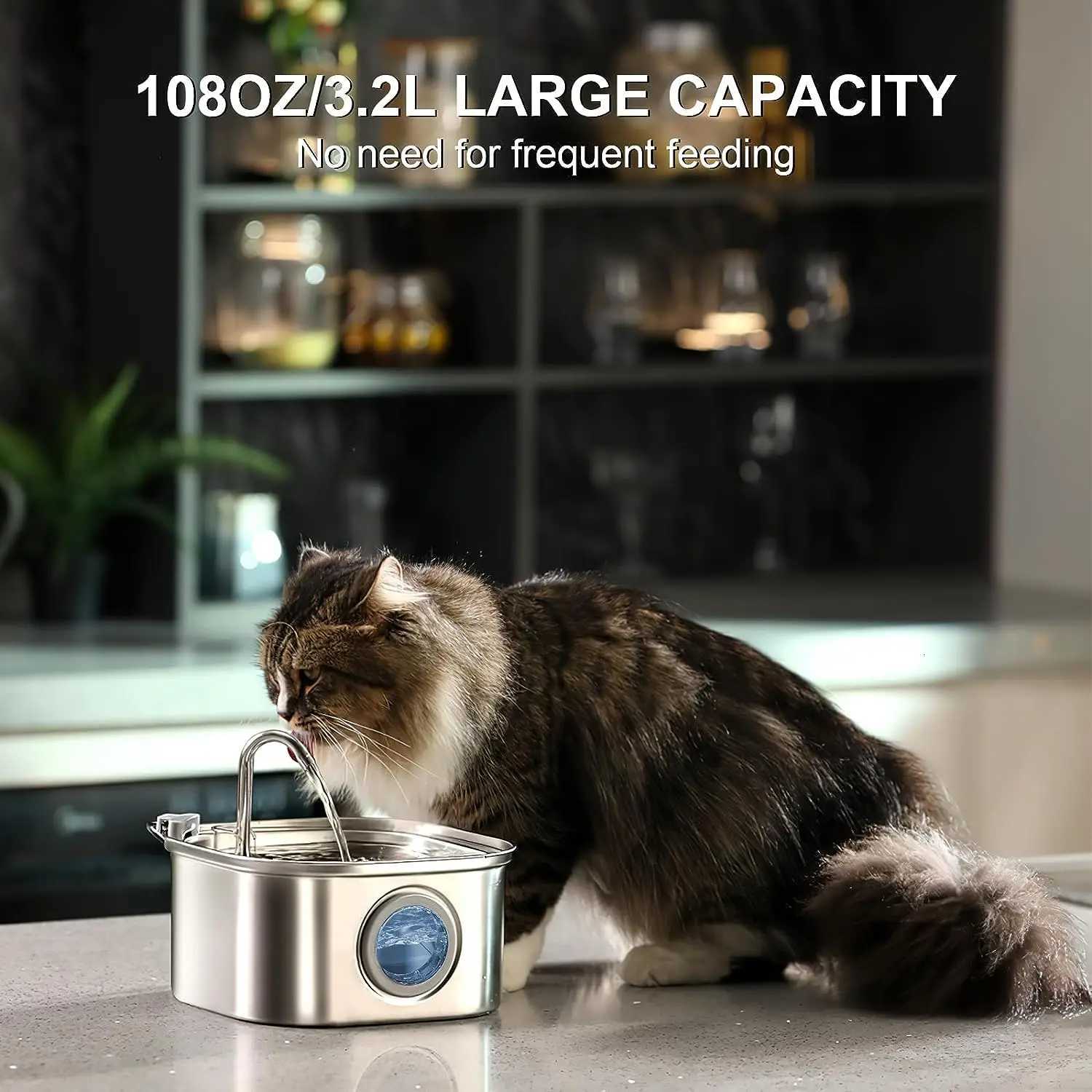 Cat Water Fountain 32L Stainless Steel Pet Water Fountain Dog Water Dispenser Automatic Cat Fountain Dog Bowls Cat Products M251204