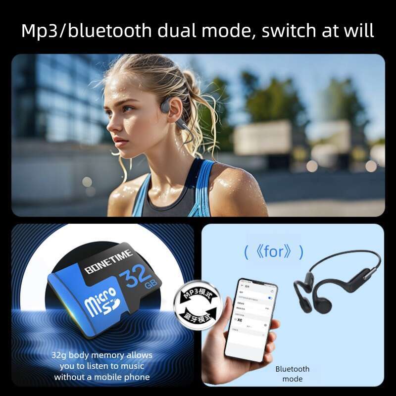 Famous Brand Cross Border X Bone Conduction With G Memory Long Battery Life HD Call Wireless Sports Bluetooth Swimming Earphones