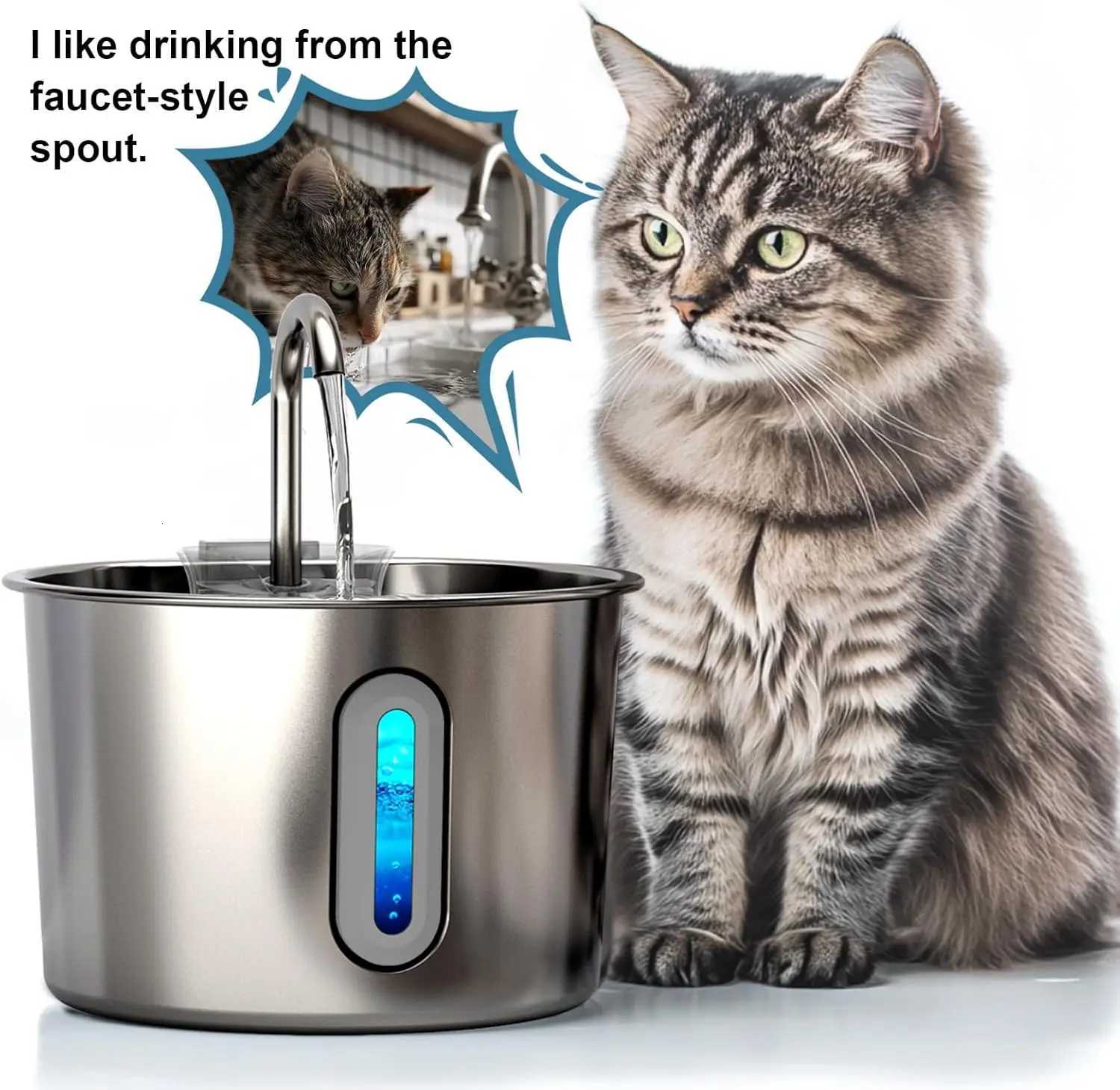 Stainless Steel Cat Dog Water Fountain 22L Ultra Quiet USB Powered Automatic Pet Drinking Fountain Durable for Indoor Pets M251204