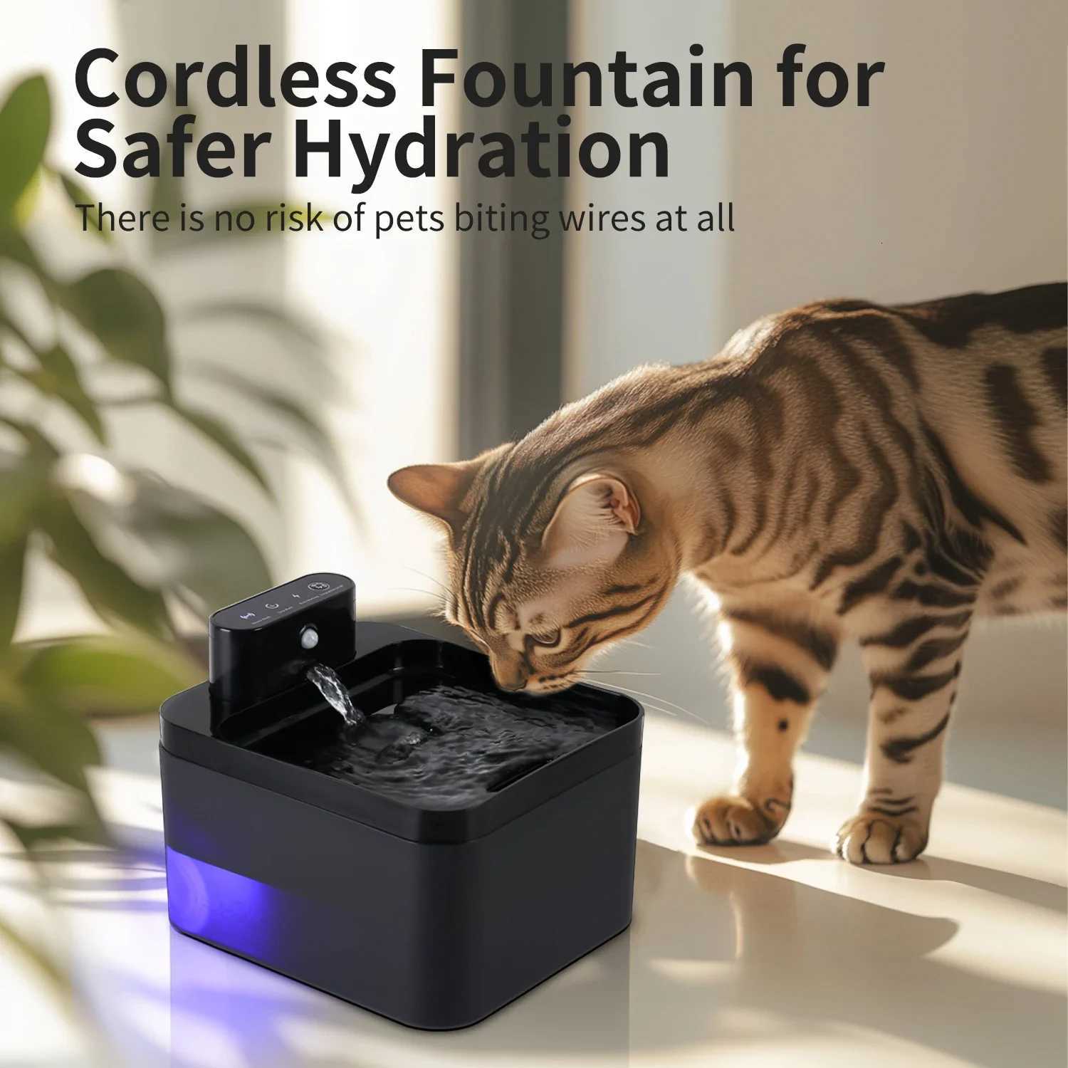 22L Wireless Cat Water Fountain Battery Sensor 2 in 1 Drinking Fountain For Cats Dog Drinker Pet Water Dispenser Accessories M251204
