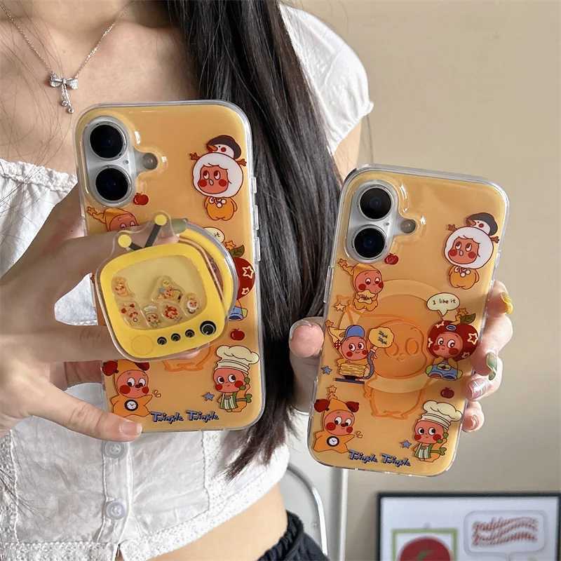 Kawaii Cartoon Star Magnetic Phone Case For iPhone 17 16 Pro 14 15 Pro Max Cover with Stand Holder For Cases Capa H251203