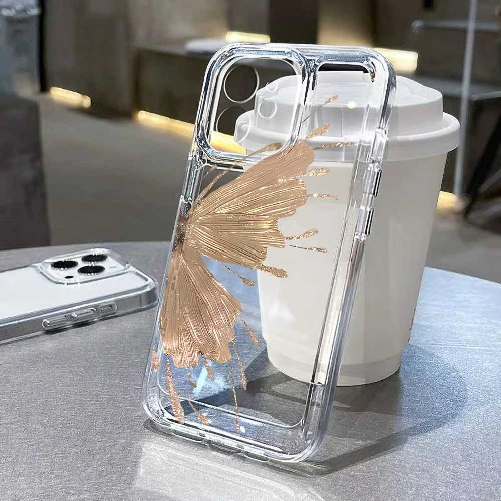 Gold Phone Case For iPhone 16 11 13 15 14 12 17 Pro Max 7 8 Plus 16e XR X XS Max SE 2022 Soft TPU Transparent Cover H251203