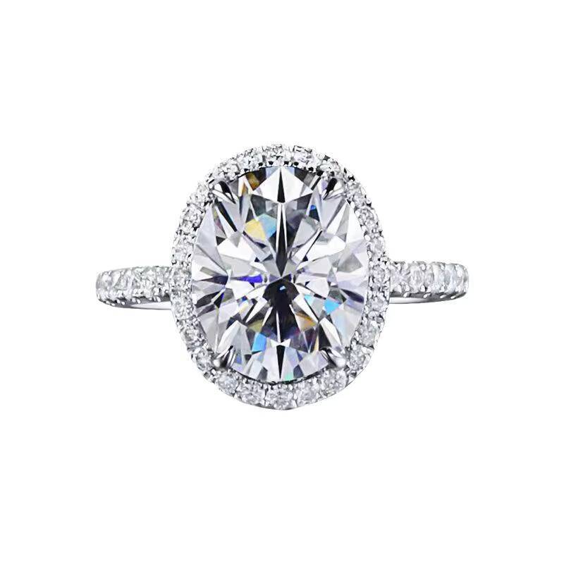 Wholesale S925 Sterling Silver Bridal Jewelry Ring 3Carat 5Carat Oval Shape Vvs1 D Color Moissanite Ring for Women Fine Jewelry