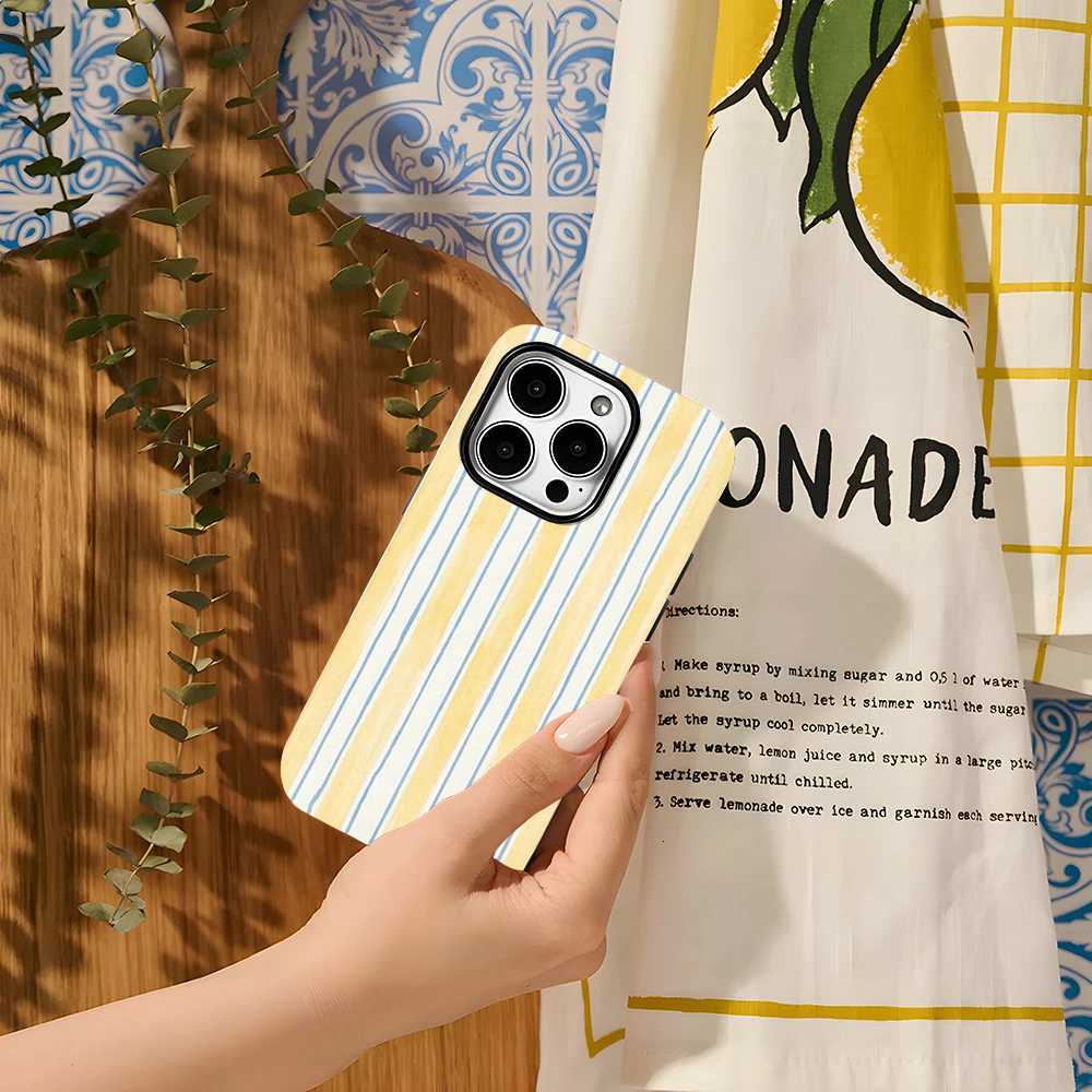 Fashion INS striped pattern Phone Case for iPhone 17 16e 16 15 14 13 12 11 X 7 8 Air Pro Max Plus Luxury Double-layer Back Cover H251203