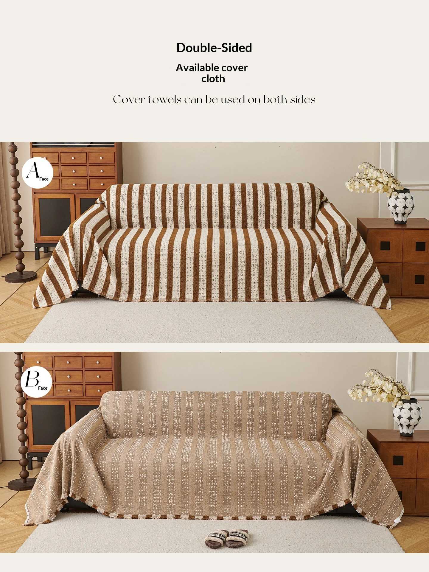 Classic Stripe Sofa Cover Multi Color Chenille Full Cover Cat Proof Non Slip for L Shape 2/3/4 Seater M251204 - view 3