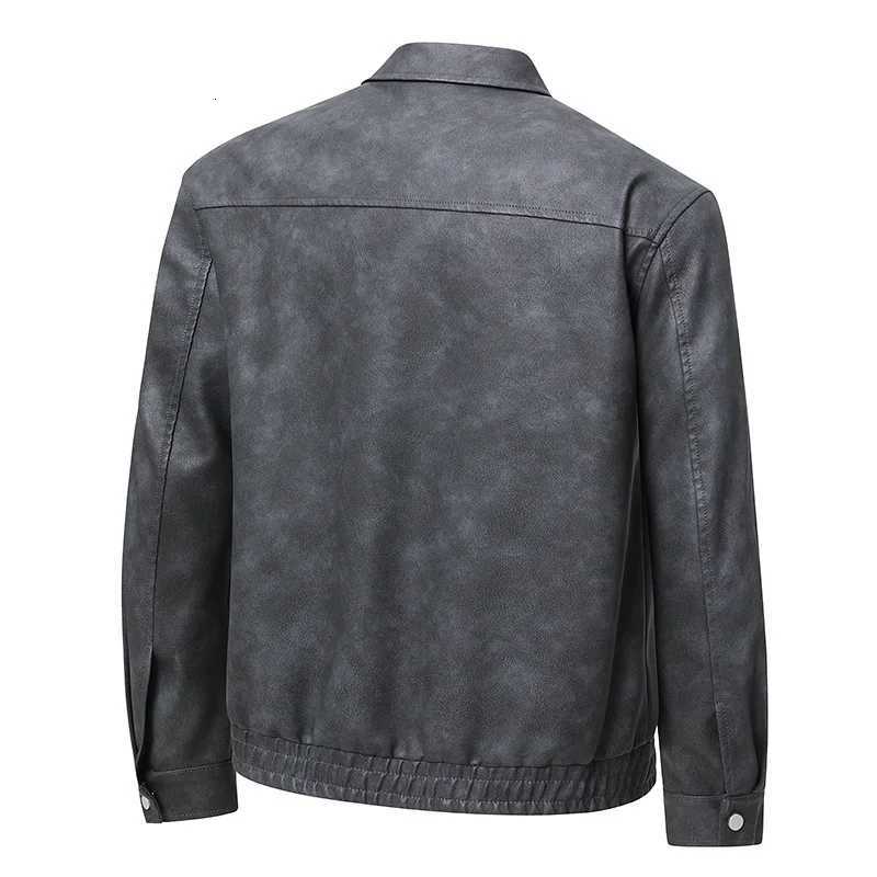 2025 Autumn Men Leather Coat Vintage Motorcycle Punk Turn Down Collar Male Coat Long Sleeve Windproof Waterproof Man OuterwearT251204