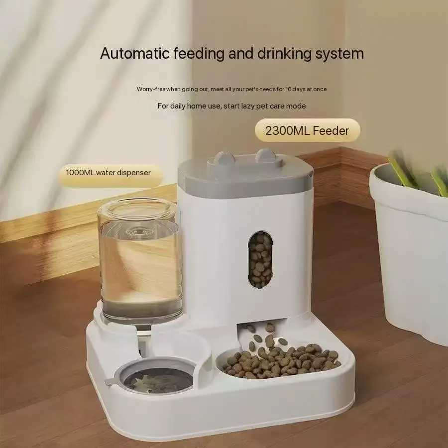 Cat and Dog Water Dispenser Cat Food Fully Automatic Feeder Cat and Dog Bowl Grain Storage Bucket Dog Water Dispenser M251204
