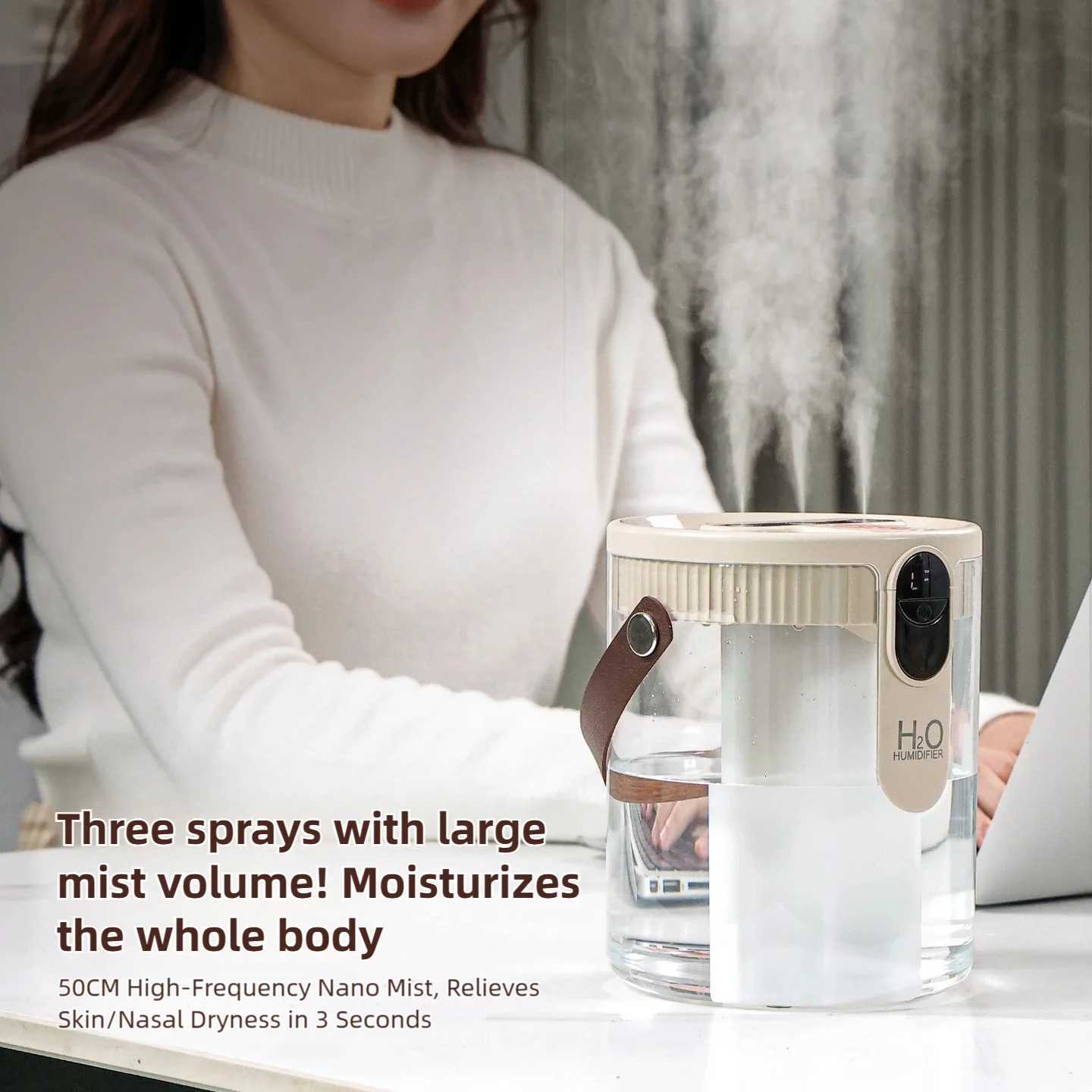 USB Small Humidifier With Three Sprays And Large Amount Of Mist/Mini Humidifier With Night Light For Bedro Desktop Large Mist C251204