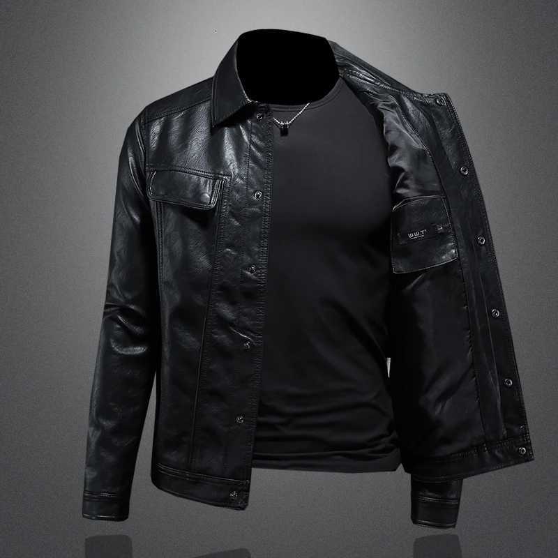 2024 Autumn and Winter New Mens Fashion Handsome Trend Casual Lapel Motorcycle Leather Coat Slim Stylish Man M-4XLT251204