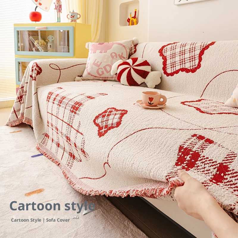 Red Waterproof Cat-Proof Sofa Cover One-Piece Thick Chenille Full Coverage for 2/3/4 Seater M251204 - view 3