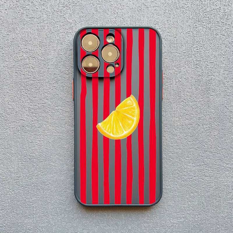 Lemon e Striped Retro Design Phone Case For iPhone 13 14 15 Pro Max Plus 16 12 Mini 11 Pro Max X XS XR Shockproof Covers H251203