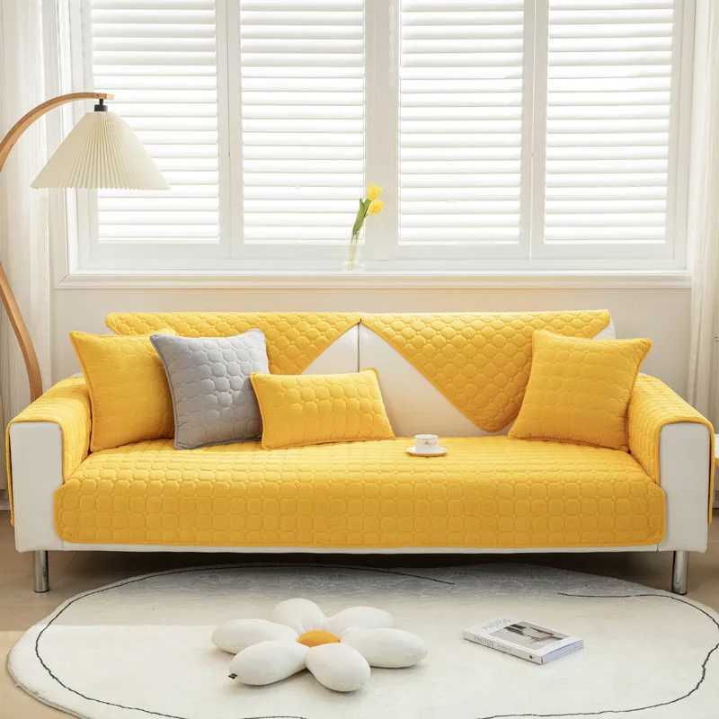 Solid Color Black Universal Non-slip Sectional Sofa Cover Super Soft Corduroy Plush Quilted Sofa Towel L Shape Corner Cover M251204 - view 5