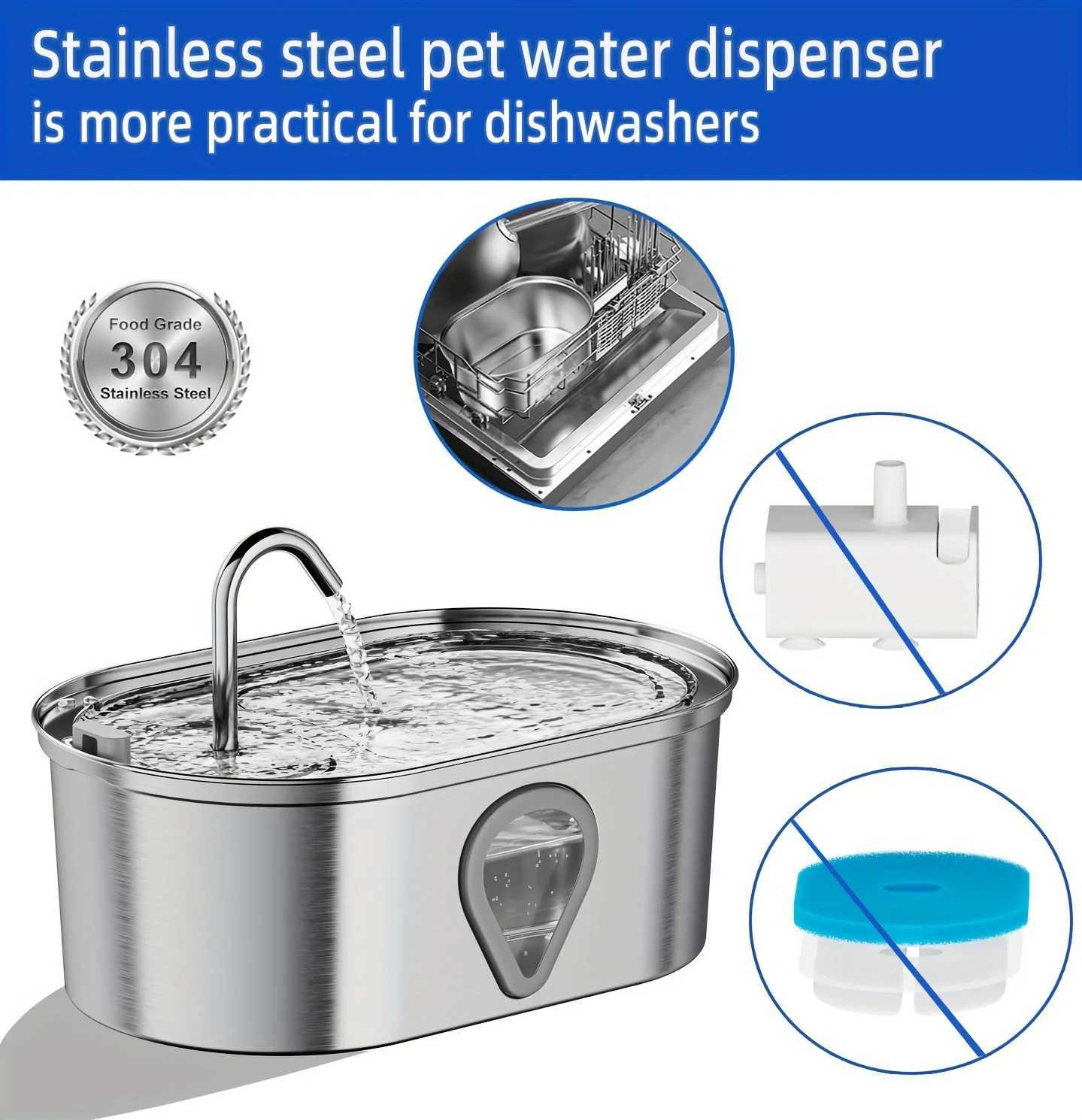 35L large capacity pet water dispenser automatic stainless steel cat water fountain with transparent window observe water level M251204