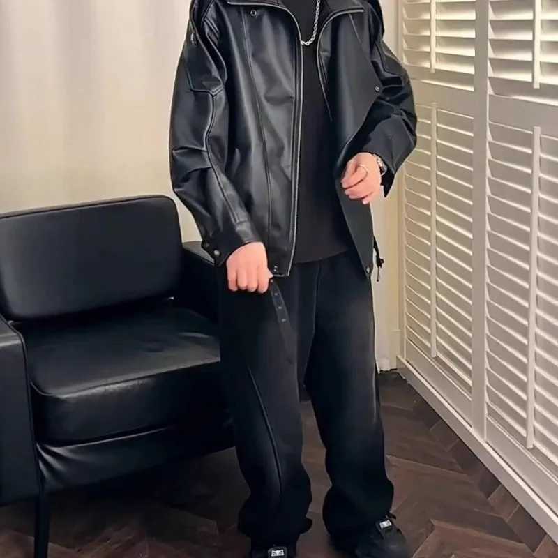 Spring and Autumn Retro PU Jacket Casual Zipper Locomotive Leather ClothesT251204