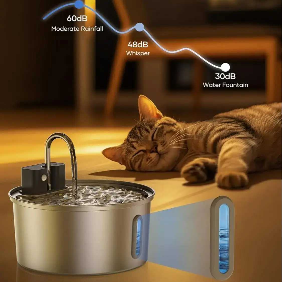 32L Stainless Steel Cat Water Fountain Wireless Sensor Smart Automatic Dog Water Dispenser Drinking Fountain 4000mAh M251204
