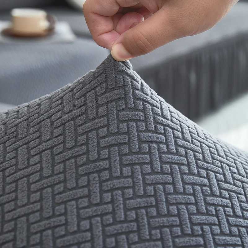 Solid Color Thick Sofa Cover for Living Room Elastic Jacquard 1/2/3/4 Seater Sofa Cover With Skirt M251204 - view 7