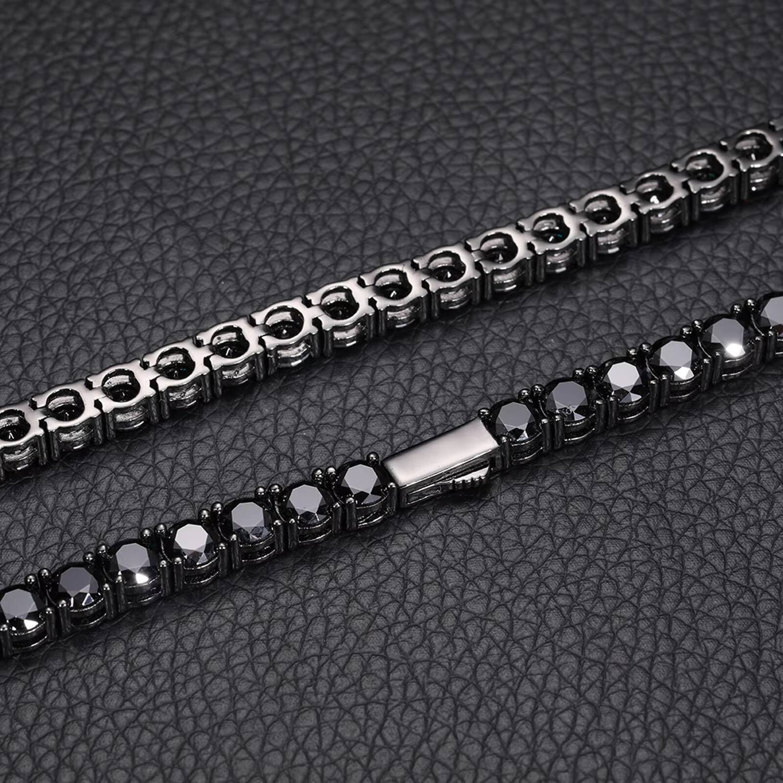 Kolye Unique Design 5mm Black VVS Moissanite DIamond Tennis Chain GRA Certificate S925 Silver Men Jewelry Necklace for Man