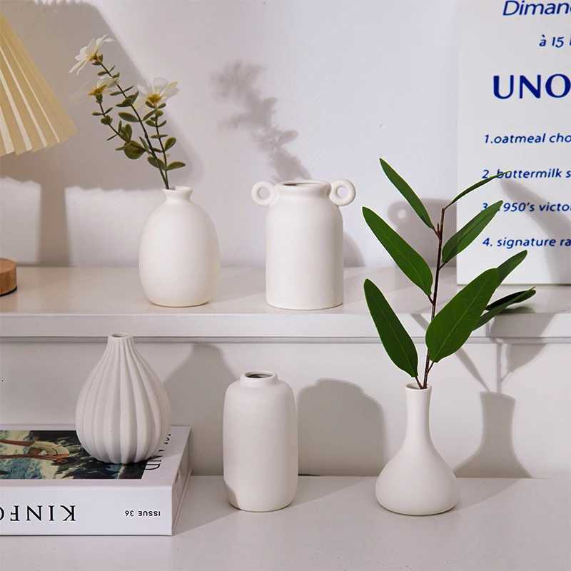 White Vase Ceramic Vase Flower Arrangement Vase Aesthetic Vases Desktop Ornament Flower Vase Flower Bottle Container Vases H251204