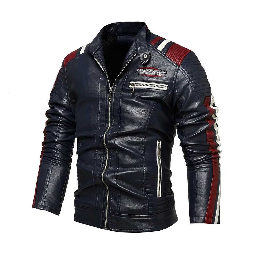 Spring Outdoor Casual Motor Biker PU Leather Jacket Men Fashion Leather Jacket Men Autumn Motorcycle Slim Fleece Jacket Coat MenT251204