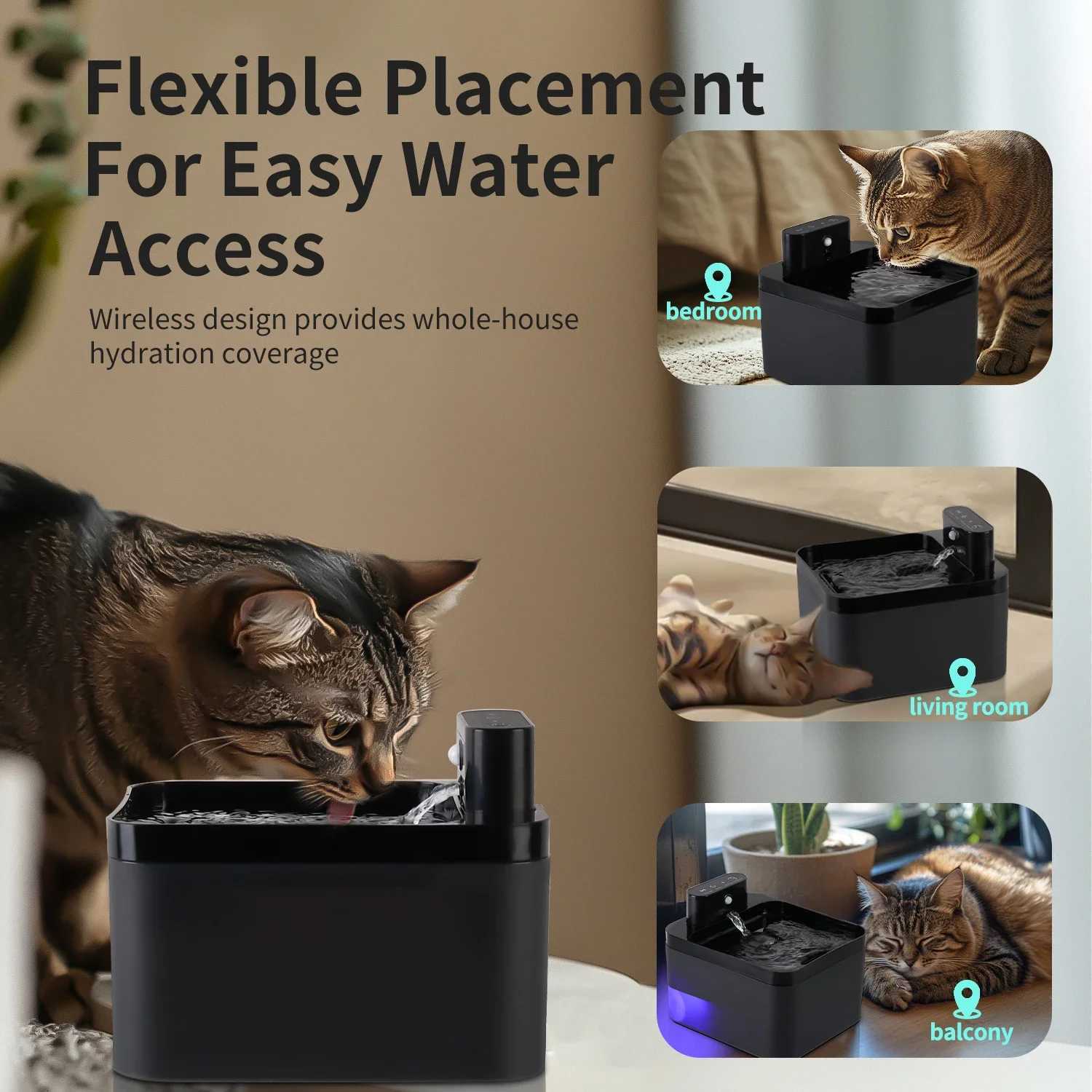 22L Wireless Cat Water Fountain Battery Sensor 2 in 1 Drinking Fountain For Cats Dog Drinker Pet Water Dispenser Accessories M251204