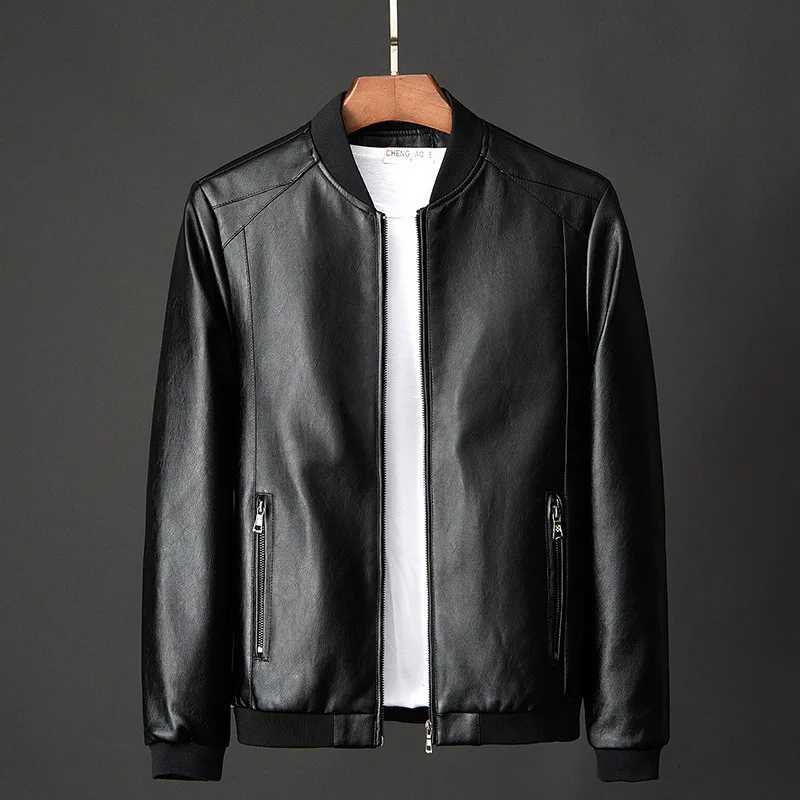 Spring Autumn Men Black Biker Pu Leather Coat Korean Fashion Men Pu Leather Jacket Trend Casual Fit Slim Pu Jacket 8XlT251204