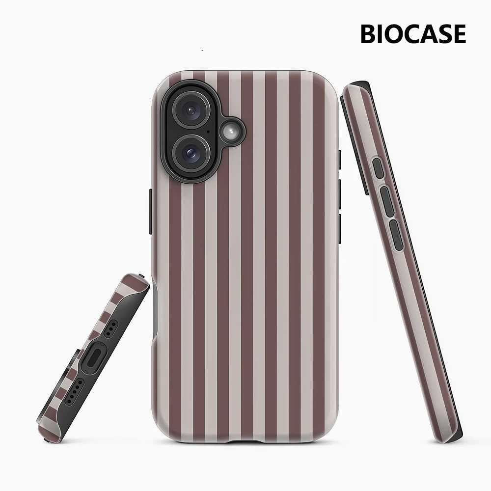 Brown Ivory Stripes IPhone17 Must-Haves Phone Case for IPhone 17 16 15 14 13 12 Pro Max Plus Double-layer Back Cover H251203