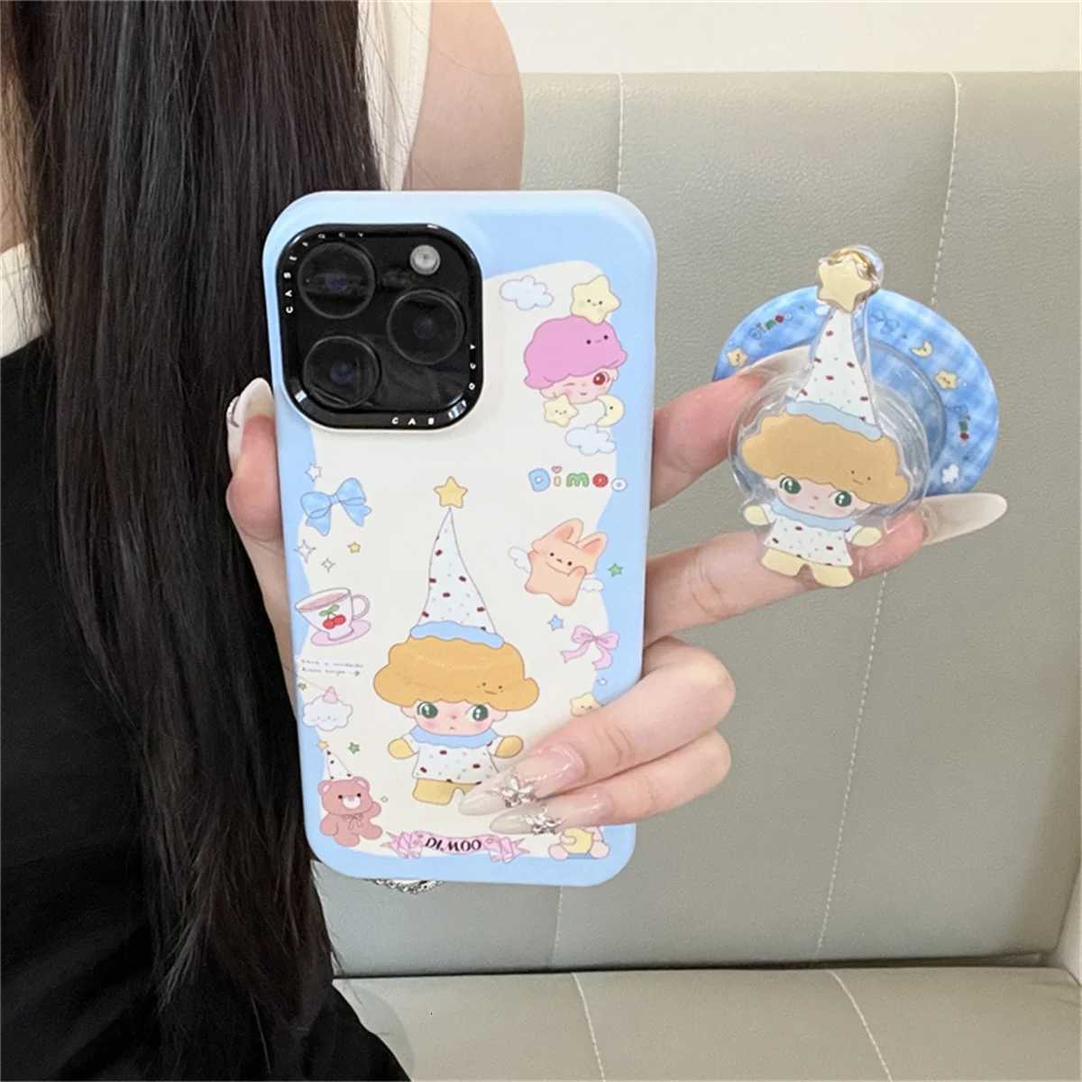 Kawaii Cartoon Bear Doll Magnetic Phone Case For iPhone 17 Pro 14 15 16 Pro Max Cover with Stand Holder For Cases Capa H251203