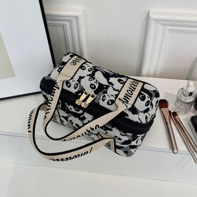 Panda Makeup Bag for Women - New Style Large Capacity Premium Canvas Toiletry Bag Travel Portable Cosmetic Storage Pouch