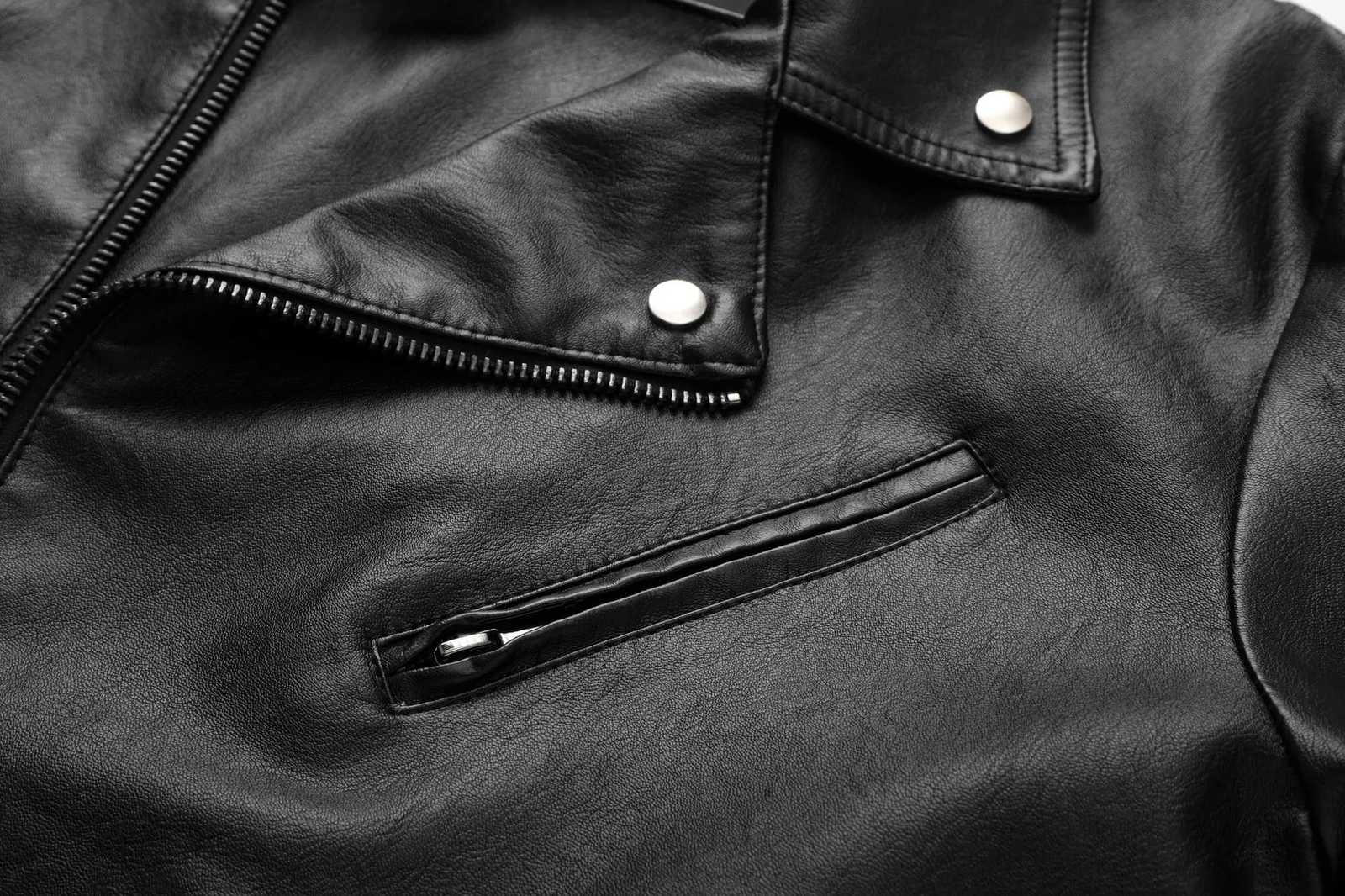 Mens PU leather jacket diagonal zipper biker jacketT251204