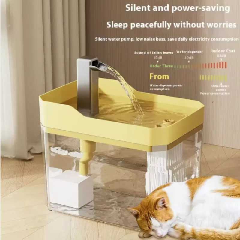 Cat Water Fountain Auto Filter Transparent Drinker USB Anti-Dry Burning Recirculate Filtering Water Dispenser with Pump M251204