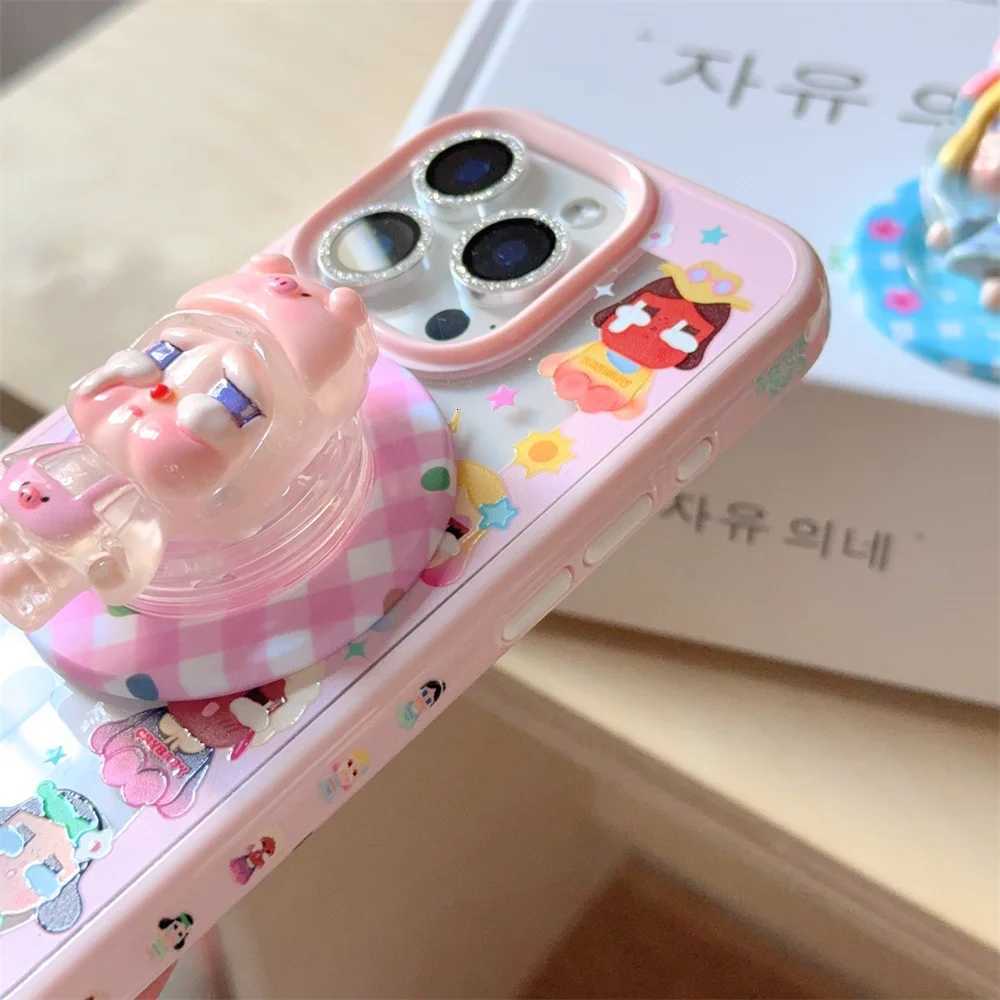 Korean Cute ry Girl Magnetic Stand Phone Case suitable for iPhone 16 Pro 15 13 14 Pro Max with stand suitable for H251203