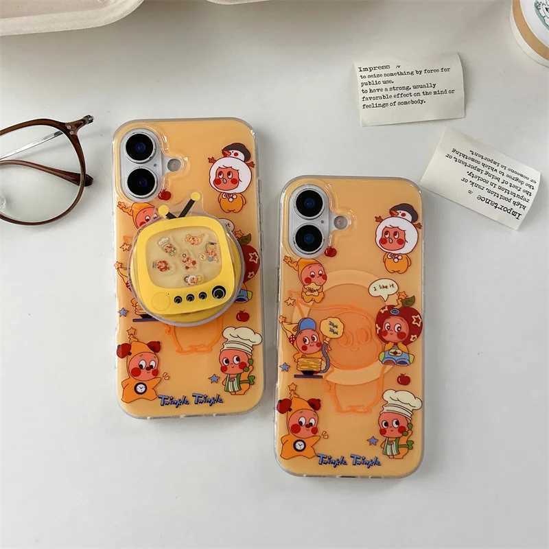 Kawaii Cartoon Star Magnetic Phone Case For iPhone 17 16 Pro 14 15 Pro Max Cover with Stand Holder For Cases Capa H251203
