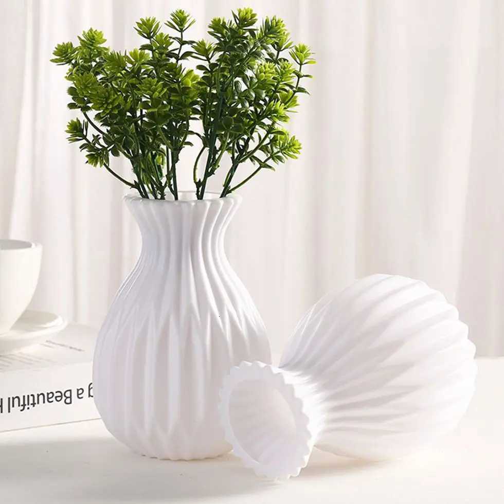 Plastic Vases White Imitation Ceramic Flower Wedding He Indoor Table Diy Gifts Bonsai Party Courtyard Decor Photography props H251204