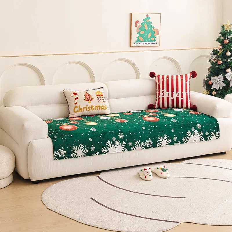 Winter Christmas Flannel Sofa Cover Anti-Slip All-Inclusive Universal Sofa Cover In One Straight Row Sofa Cushion Decor Home M251204 - view 6