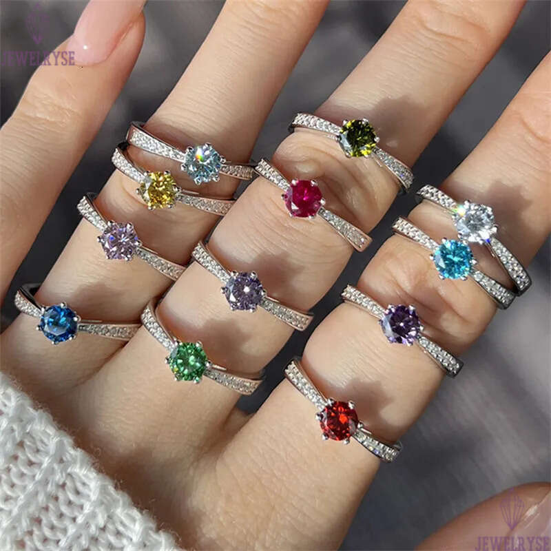 love ring for woman six prong setting 5mm round diamond 12 colors s925 sterling silver zirconia engagement wedding rings designer luxury jewelry gift 