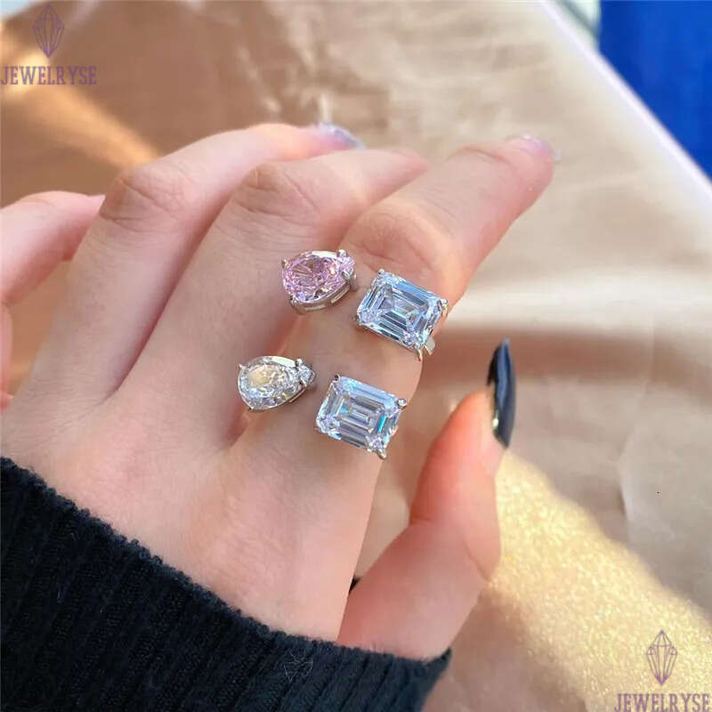 luxury wed open designer for woman party 925 sterling silver white pink 5A zircona square drop diamond love wedding engagement ring womens jewelry gif