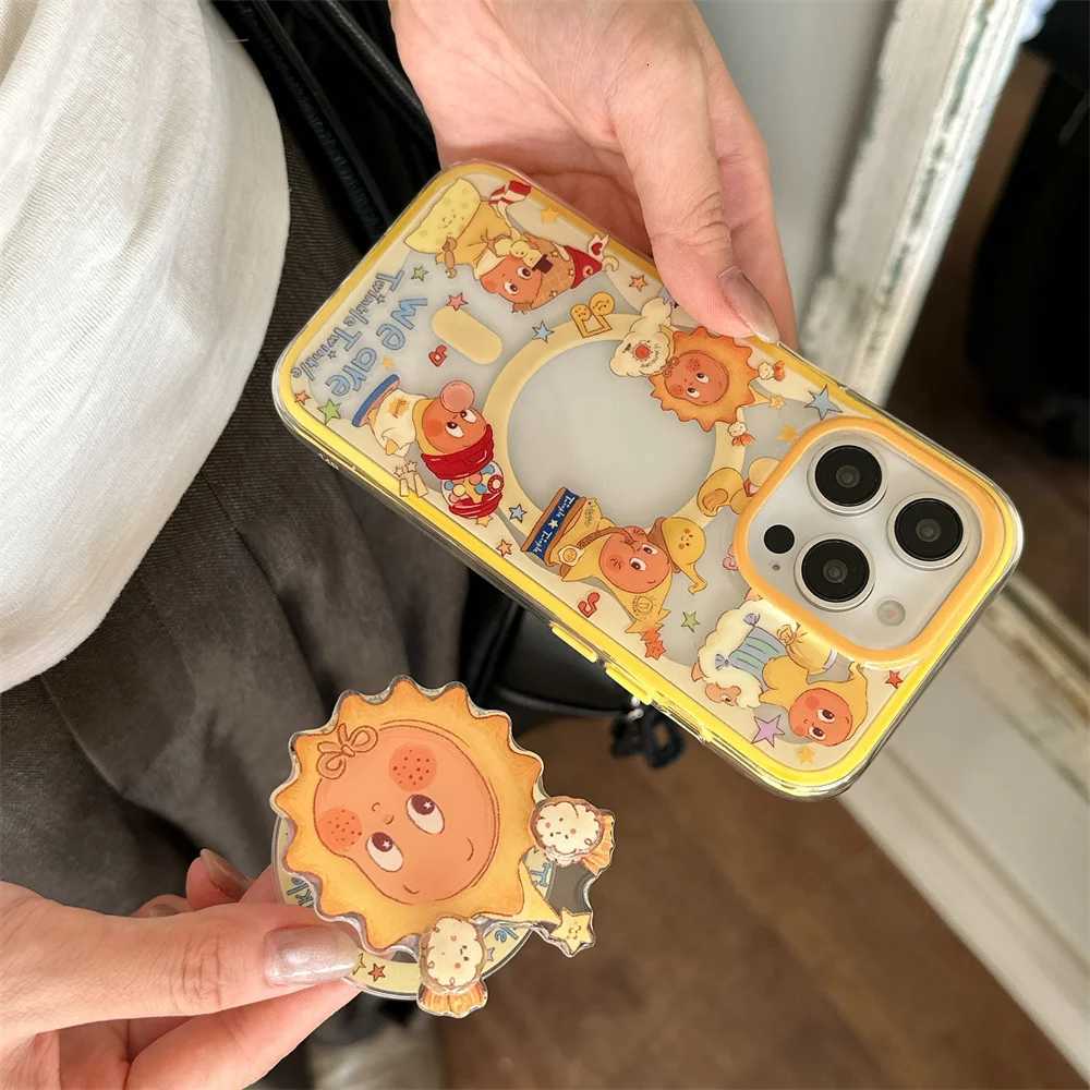 Cute Stars Cartoon For Magnetic Stand Phone Case For iPhone 17 16 Pro 15 14 Pro Max Cover with Rotate Holder Funda Cases H251203