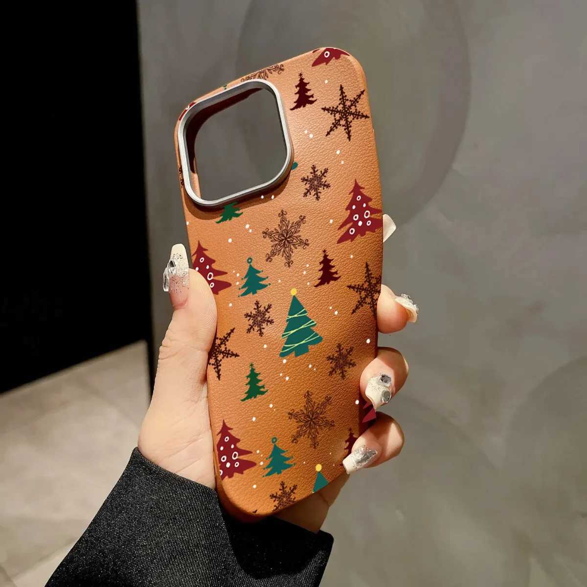 Gingerbread Man Plain Leather Phone Frosted Case for iPhone 17 Air 16 E 15 14 Plus 13 12 11 Pro Max XS Max Lens Protection Cover H251203