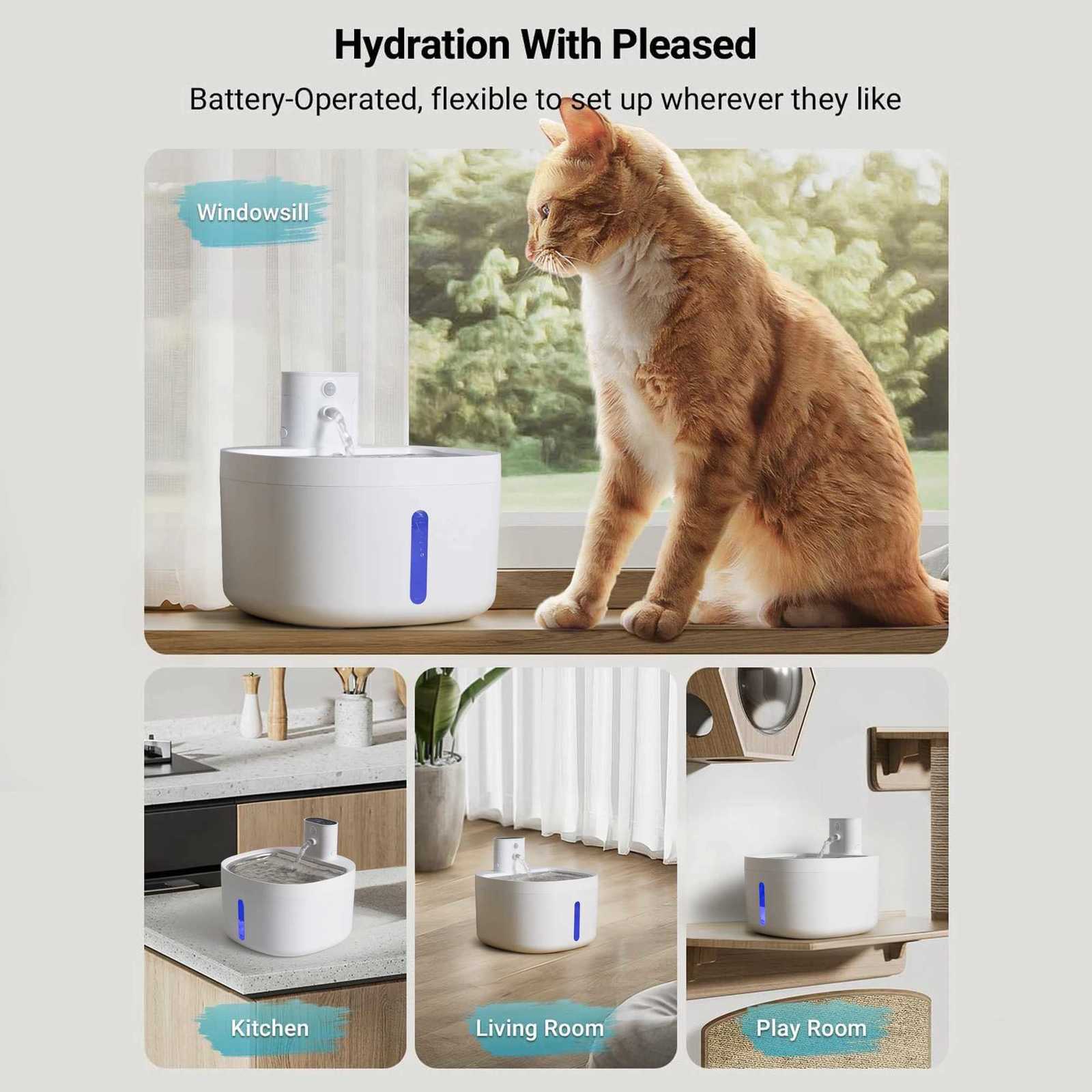 26L Wireless Cat Water Fountain Auto Sensor Drinking Fountain For Cats Dog Drinker Pet Water Dispenser With Filter M251204