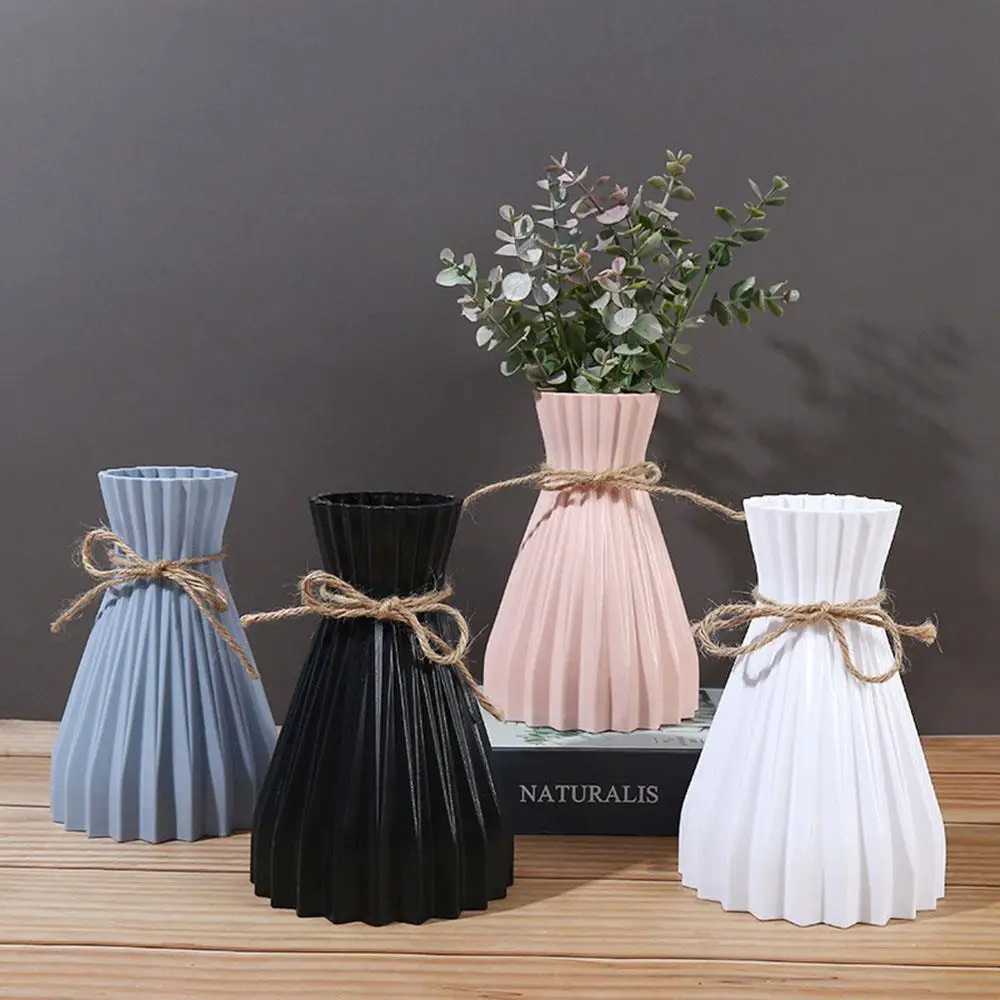 Plastic Flower Vase Creative Origami Vase European Pleated Vase Waist Folding Flower Vase Folding Paper Style Dry Flower Bottle H251204