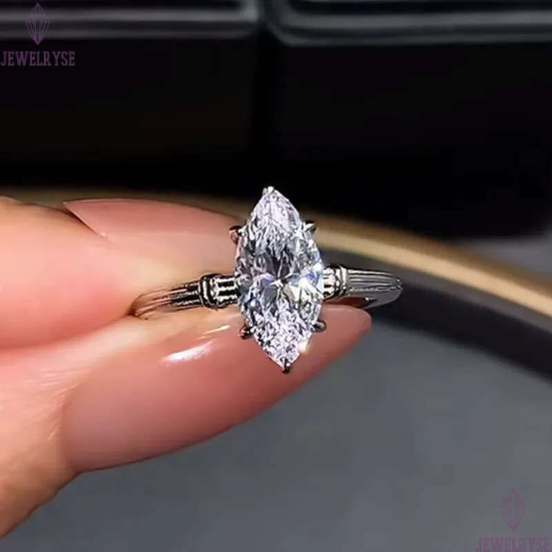 original vintage 6X12mm s925 sterling silver designer ring for woman wedding party 5A cubic zirconia luxury engagement diamond rings jewelry size 5-9 