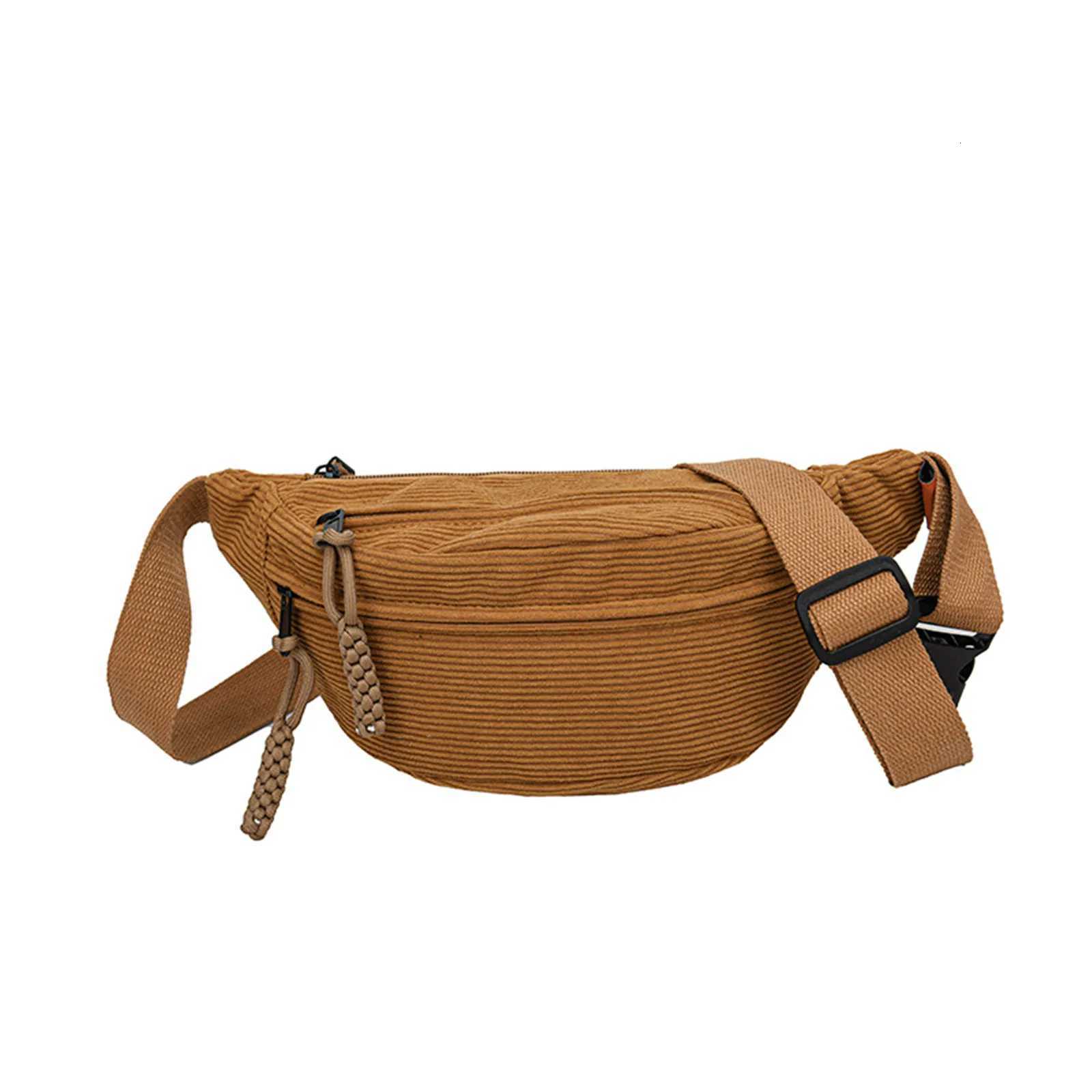 New Casual Corduroy Belt Bags for Women Simple Fashion Fanny Pack Female Banana Waist Bag Hip Purse Shoulder Crossbody Chest BagT251204