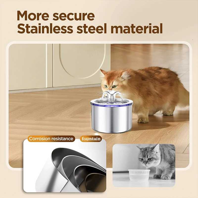 Stainless Steel Cat Water Fountain22L/74oz Intelligent Pet Fountain Dog Water Dispenser for Cats Dogs Automatic Dog Drinking M251204