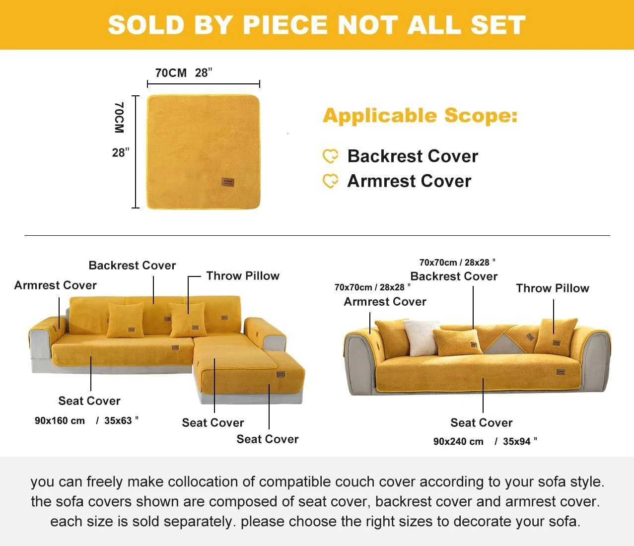 Lamb Wool Sofa Cover Plush Soft Warm Cushion Couch Protector Thicken Non-Slip Solid Color Slipcover for Living Room Decor Modern M251204 - view 5